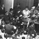Liza Minnelli, Lorna Luft, and Joey Luft brave the crowd at Campbell Funeral Home after Judy Garland's funeral. (Photo by Frank Hurley/NY Daily News Archive/Getty Images)